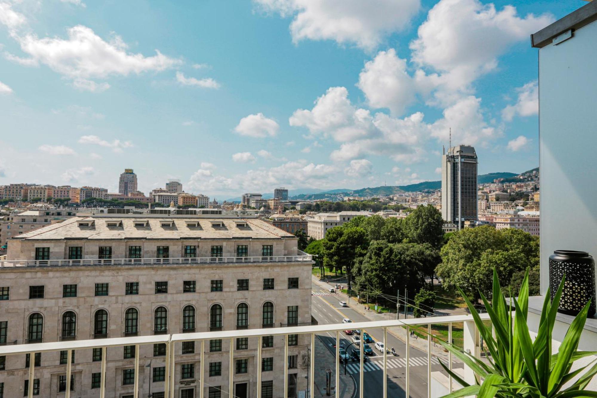 شقة Attico Luxury Con Parcheggio E Terrazza Vista Mozzafiato جنوة الغرفة الصورة